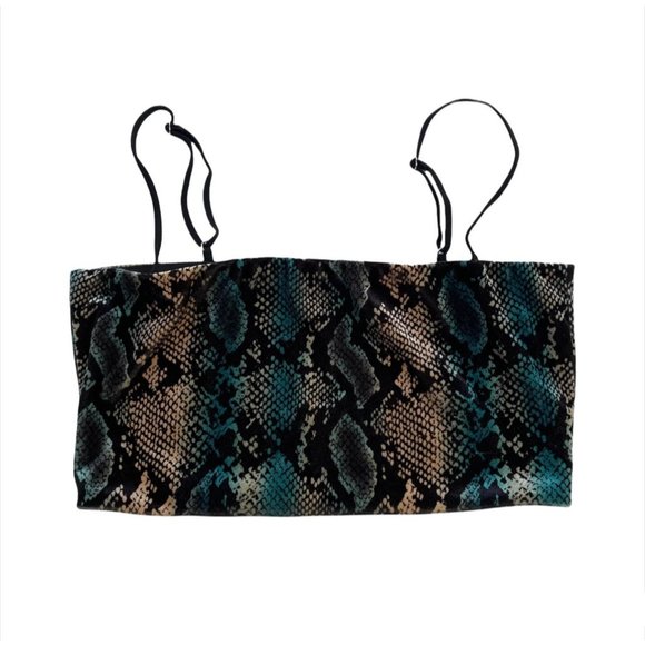 I.AM.GIA Delilah Snake Velvet Bandeau Crop Top M - Picture 3 of 7